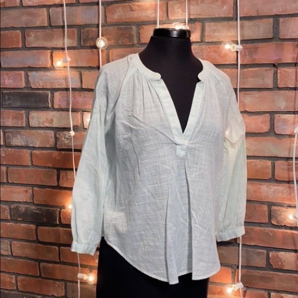 LOFT Light Green/Blue Blouse Flowy XS
